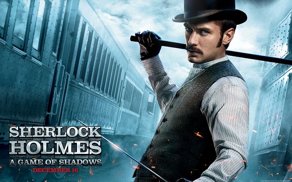 click to free download the wallpaper--Jude Law in Sherlock Holmes 2 in 1920x1200 Pixel, in Beard and Weapon, the Guy is Indeed Handsome and Good-Looking, a Great Fit - TV & Movies Wallpaper