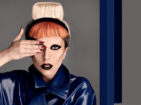 click to free download the wallpaper--Lady Gaga Posts, in Thick Cosmetics, She is in Nurse Style