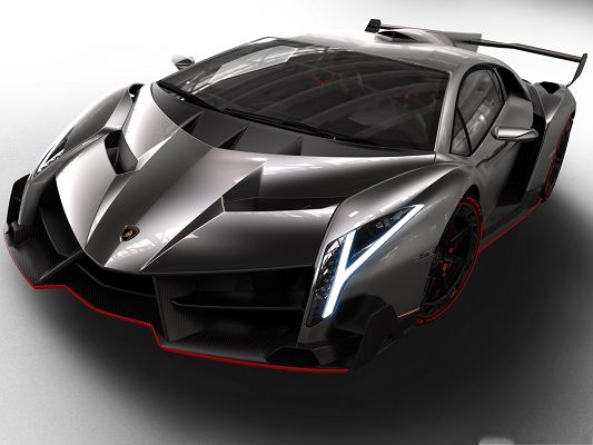 click to free download the wallpaper--Lamborghini Veneno Car 2013, Gray Super Car in Unique Style, Nice Look