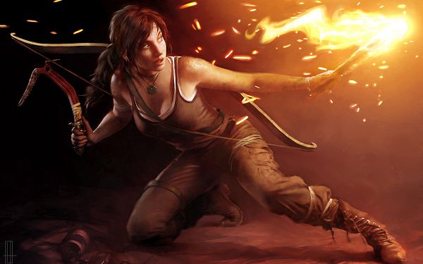 click to free download the wallpaper--Lara Croft Tomb Raider 2012 in 3500x2188, Hot Girl with a Firing Stick, No Imitation, Be Careful and Cautious - TV & Movies Wallpaper