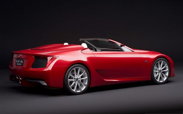 click to free download the wallpaper--Lexus LF A Roadster Car, Red Super Car in the Stop, Great Potential Power