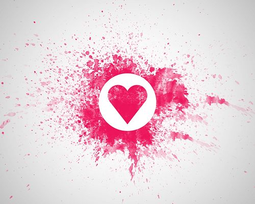 click to free download the wallpaper--Lovely Wallpaper, Pink Heart Splash, White Background, Be Loved