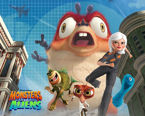 click to free download the wallpaper--Monsters Vs Alines Movie Post in 1280x1024 Pixel, Girl Together with Many Monsters, They Shall Achieve Everything - TV & Movies Post