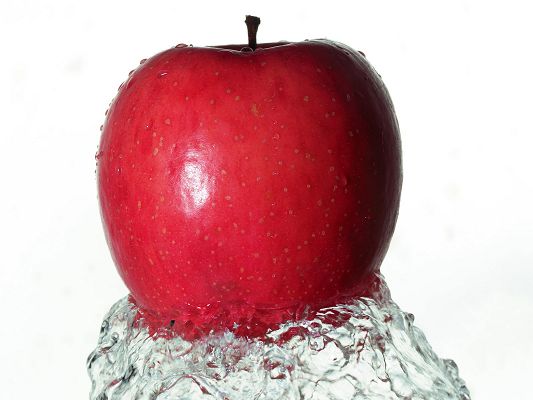 click to free download the wallpaper--Natural Fruits Image, Red Apple Pushed Up by Water, Innervation Fruit
