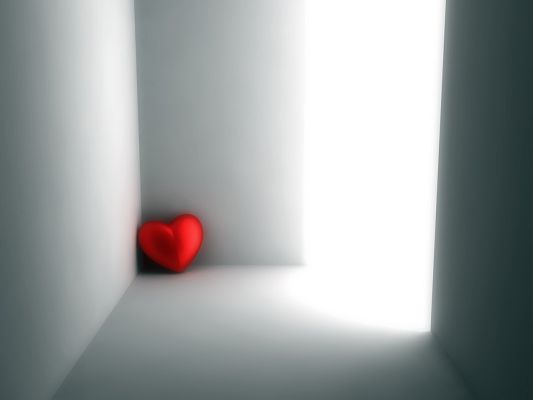 click to free download the wallpaper--Nature Landscape Images, a Red Heart in the Corner, Sunlight Pouring in, Sweet Love