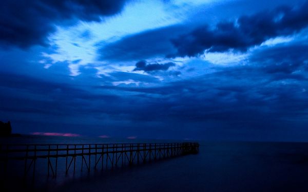 click to free download the wallpaper--Nature Landscape Pics, Sunrise After Storm, the Blue and Peaceful Sea