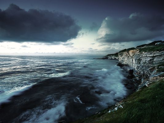 click to free download the wallpaper--Nature Landscape of the Beach, Shutter Coast, the Twisting Sea, Like Fairyland