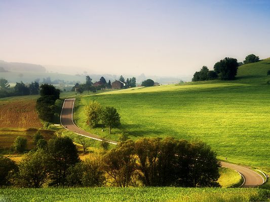click to free download the wallpaper--Nature Rural Landscape, Green Scene, Clean and Prosperous Summer