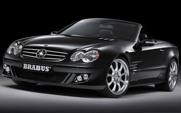 click to free download the wallpaper--Nice Cars Picture, Black Brabus Car with Glowing Effect, Black Background