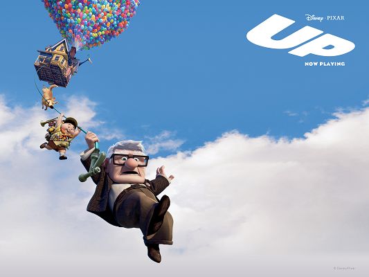 click to free download the wallpaper--Pixar's UP (2009) Movie Official Post in 1600x1200 Pixel, Each Character in a Different Facial Expression, They Shall Fly Quite High - TV & Movies Post