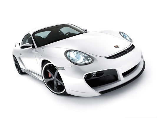 click to free download the wallpaper--Porsche Car as Background, White Super Car in Stop, About to Turn a Corner