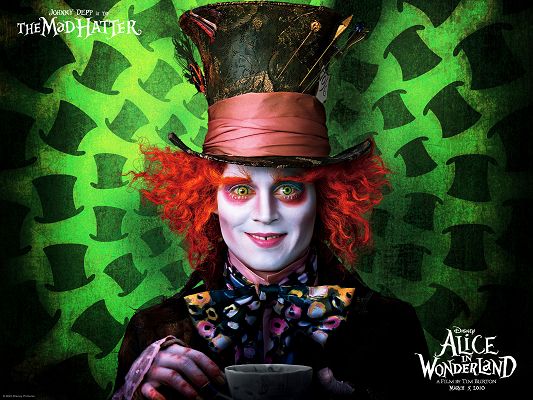 click to free download the wallpaper--Post of Movies, Alice's Adventures in Wonderland
, the Madhatter by Johnny Depp
