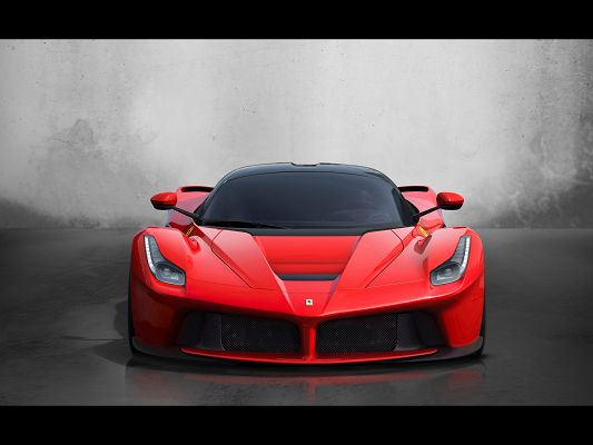 click to free download the wallpaper--Post of Super Car, Red Ferrari Seen from Studio Front, Decent and Impressive
