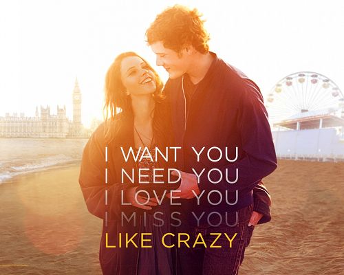 click to free download the wallpaper--Romantic Film Poster, Boy and Girl Walking, I am Crazy in Face of You