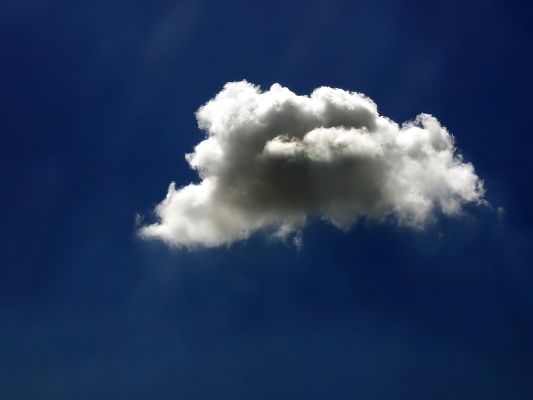 click to free download the wallpaper--Simple Images of Nature Landscape, Single Cloud in the Blue Sky, Is It Lonely?