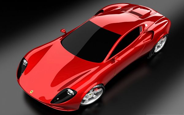 click to free download the wallpaper--Super Cars Picture, Red Ferrari Sport Car on Black Background, Incredible Scene
