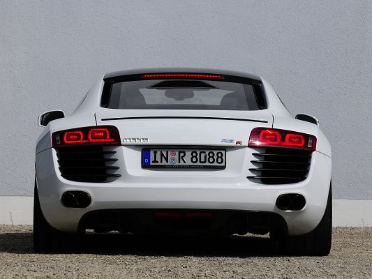 click to free download the wallpaper--Super Cars Wallpaper, Audi R8R Supercharged, White Background