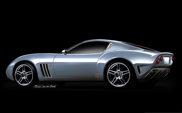 click to free download the wallpaper--Super Cars as Wallpaper, Blue Ferrari Sport Car on Dark Background