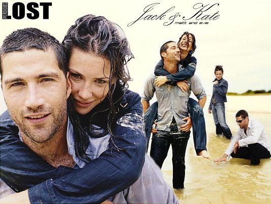 click to free download the wallpaper--TV Series Wallpaper, Jack and Kate in LOST, Great Lovers, Romantic Scenes