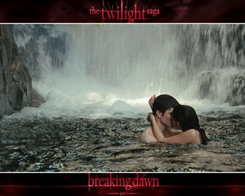click to free download the wallpaper--TV Shows Pic, Edward and Bella Naked by Waterfall, Kissing Each Other, Be Together!