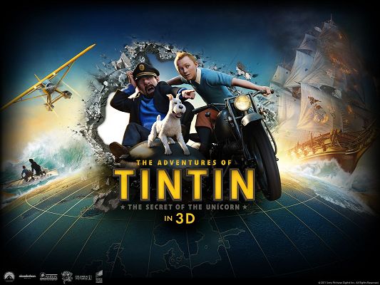 click to free download the wallpaper--The Adventures of Tintin 3D Available in 1600x1200 Pixel, Motorcar is Breaking in, Does It Hurt or Fright You? - TV & Movies Wallpaper