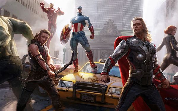 click to free download the wallpaper--The Avengers Concept Art in 2560x1600 Pixel, Powerful Men in a Team and Cooperation, Meant to Accomplish Anything - TV & Movies Wallpaper