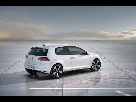 click to free download the wallpaper--Top Car Posts of Golf 7 GTI, a Running Car Turning the Corner, Driving Toward a Bright Future
