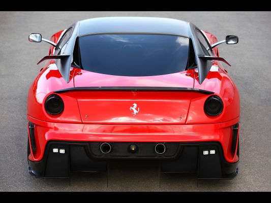 click to free download the wallpaper--Top Cars Image, Ferrari 599XX from Rear Angle, Red and Attractive