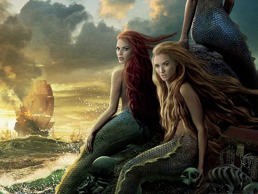 click to free download the wallpaper--Top Movies Post, Pirates Of The Caribbean, Beautiful and Sexy Mermaids by Beautiful Seaside