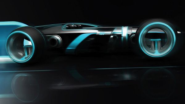 click to free download the wallpaper--Tron Super Lightcycle Post in 1600x900 Pixel, Car in Light Blue and Full Speed, It Shall Add Your Device Speed and Decency - TV & Movies Post
