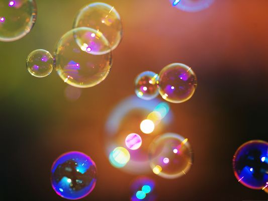 click to free download the wallpaper--Wallpaper for Computer, Soap Bubbles, Colorful and Dreamy Scene