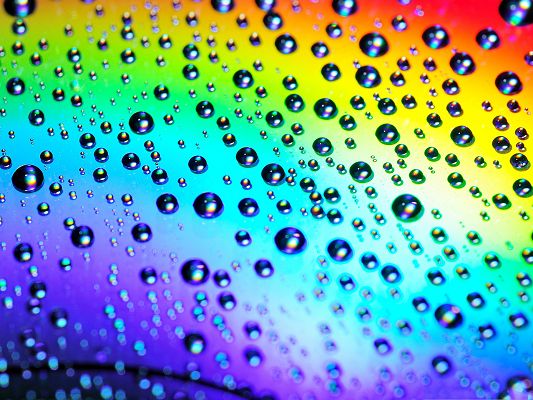 click to free download the wallpaper--Wallpaper for Desktop Computer, Rainbow Raindrops, Nice and Fit