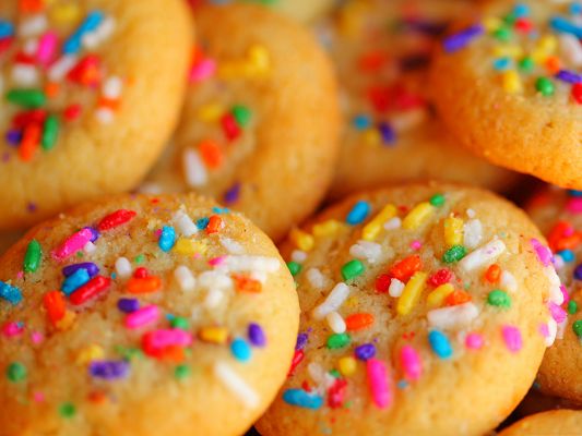 click to free download the wallpaper--Wallpaper for Widescreen, Sweet Rainbow Sugar Cookies, Have a Taste!