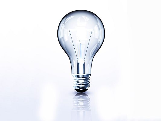 Wallpaper for the Computer, Light Bulb on White Background, Nice and Fit