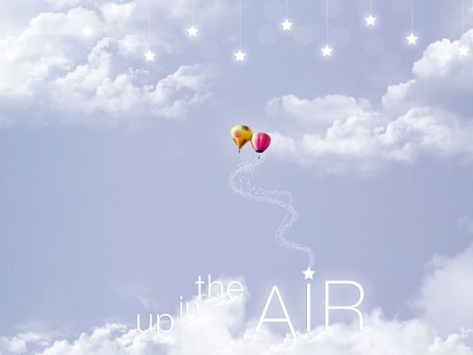 click to free download the wallpaper--Wallpapers for Computer Free, Up in the Air, Balloons in Pair