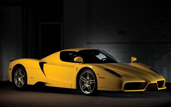 click to free download the wallpaper--Yellow Ferrari Car in Darkness, You Bet It is Decent in Look and Incredible in Speed, Got to Have a Try - HD Cars Wallpaper