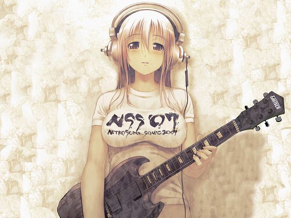 beautiful wallpaper of Anime Girl playing the guitar ,click to download