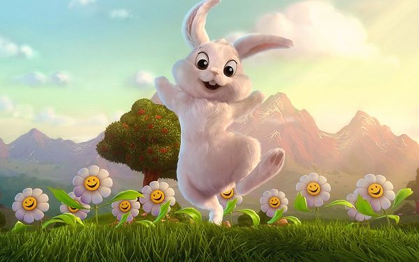 lovely cartoon wallpaper: a naughty rabbit ,click to download